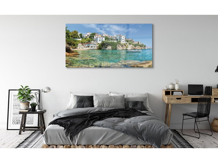 Obrazy na szkle Grecja Morze miasto natura Pomieszczenie Salon Wymiary 50x100 cm