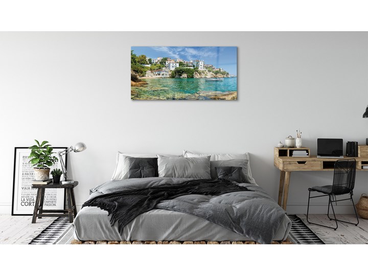 Obrazy na szkle Grecja Morze miasto natura Wymiary 70x140 cm Kolor