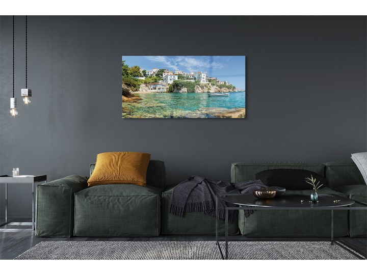 Obrazy na szkle Grecja Morze miasto natura Wymiary 50x125 cm Wymiary 70x140 cm