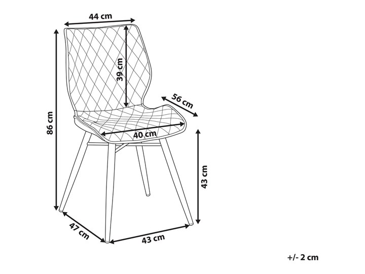Zestaw 2 krzeseł niebieskich tapicerowanych z metalowymi czarnymi nogami do jadalni styl nowoczesny industrialny Drewno Tkanina Szerokość 44 cm Tworzywo sztuczne Wysokość 86 cm Pikowane Głębokość 56 cm Tapicerowane Pomieszczenie Jadalnia