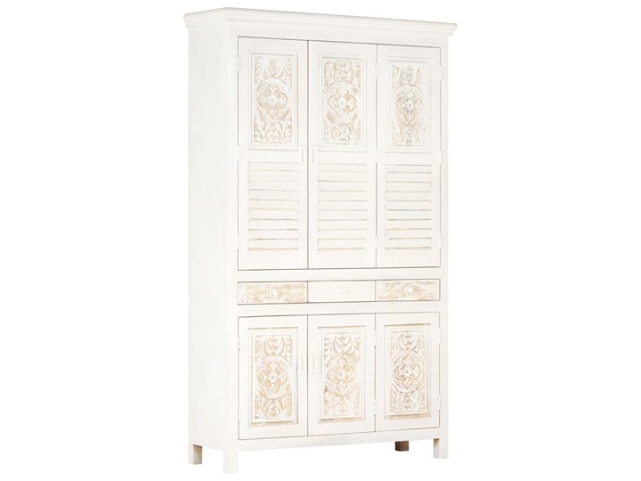 VidaXL Szafa, biała, 120x40x200 cm, lite drewno mango Szerokość 120 cm Wysokość 120 cm Głębokość 40 cm Rodzaj drzwi Zwijane