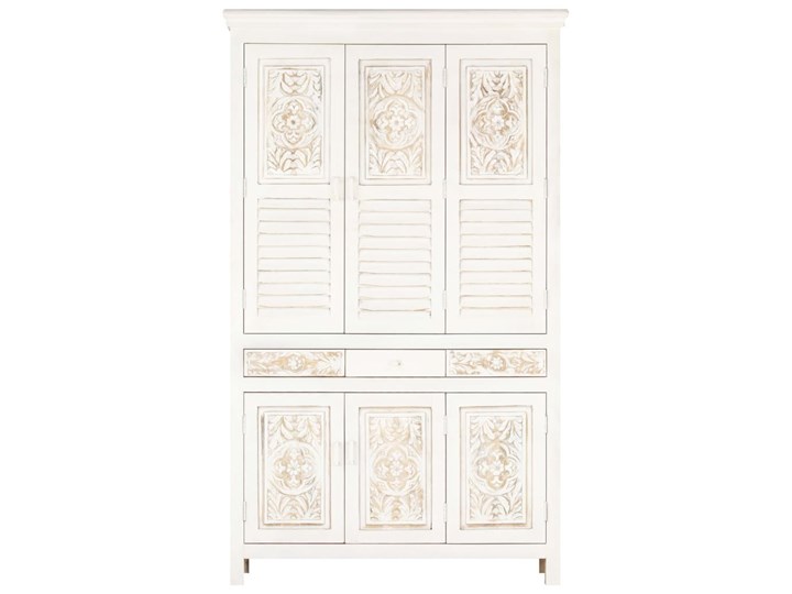 VidaXL Szafa, biała, 120x40x200 cm, lite drewno mango Szerokość 120 cm Wysokość 120 cm Rodzaj frontów Bielone Głębokość 40 cm Kolor Biały