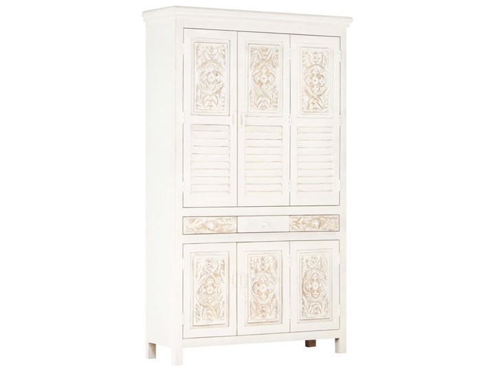 VidaXL Szafa, biała, 120x40x200 cm, lite drewno mango Szerokość 120 cm Kolor Biały Wysokość 120 cm Głębokość 40 cm Rodzaj frontów Bielone