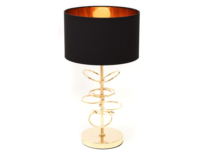 GLAMOUR LAMPA NOCNA CZARNO-ZŁOTA MILARI Lampa gabinetowa Kolor Czarny Lampa z kloszem Tkanina Wysokość 56 cm Stal Metal Lampa z abażurem Pomieszczenie Sypialnia
