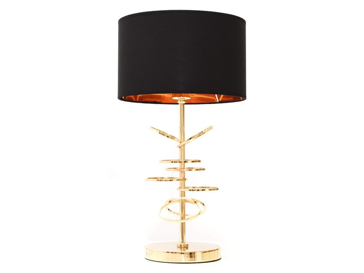GLAMOUR LAMPA NOCNA CZARNO-ZŁOTA MILARI Wysokość 56 cm Lampa z abażurem Lampa gabinetowa Lampa z kloszem Stal Metal Tkanina Pomieszczenie Salon Pomieszczenie Sypialnia