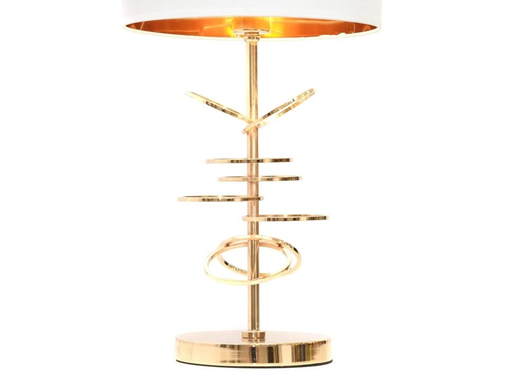 GLAMOUR LAMPA NOCNA BIAŁO-ZŁOTA MILARI Metal Pomieszczenie Salon Tkanina Lampa z kloszem Lampa z abażurem Wysokość 56 cm Styl Tradycyjny