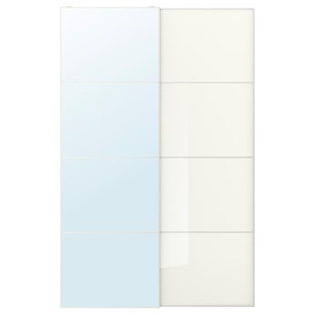 IKEA AULI / FÄRVIK Drzwi przesuwne, lustro/białe szkło, 150x236 cm