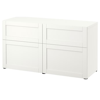 IKEA BESTÅ Kombinacja regałowa z drzw/szuf, Biały/Hanviken biały, 120x42x65 cm