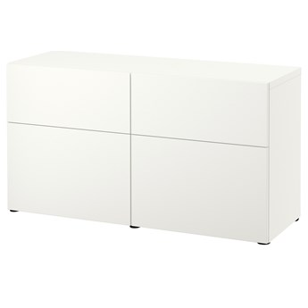 IKEA BESTÅ Kombinacja regałowa z drzw/szuf, Biały/Lappviken biały, 120x42x65 cm