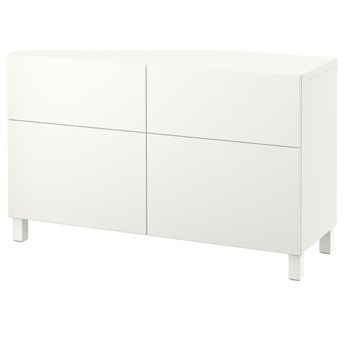 IKEA BESTÅ Kombinacja regałowa z drzw/szuf, Biały/Lappviken/Stubbarp biały, 120x42x74 cm