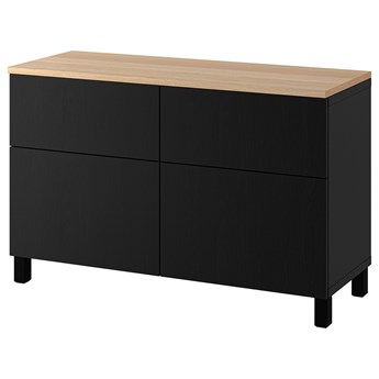 IKEA BESTÅ Kombinacja regałowa z drzw/szuf, Czarnybrąz/Lappviken/Stubbarp czarnybrąz, 120x42x76 cm