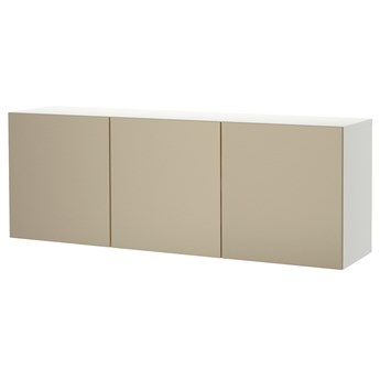 IKEA BESTÅ Kombinacja szafek ściennych, Biały/Riksviken imitacja jasny brąz, 180x42x64 cm