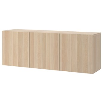 IKEA BESTÅ Kombinacja szafek ściennych, Dąb bejcowany na biało/Lappviken dąb bejcowany na biało, 180x42x64 cm