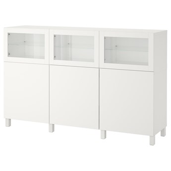 IKEA BESTÅ Kombinacja z drzwiami, Biały Lappviken/Sindvik białe szkło przezroczyste, 180x42x112 cm