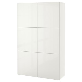 IKEA BESTÅ Kombinacja z drzwiami, Biały/Selsviken połysk/biel, 120x42x193 cm