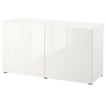 IKEA BESTÅ Kombinacja z drzwiami, Biały/Selsviken połysk/biel, 120x42x65 cm