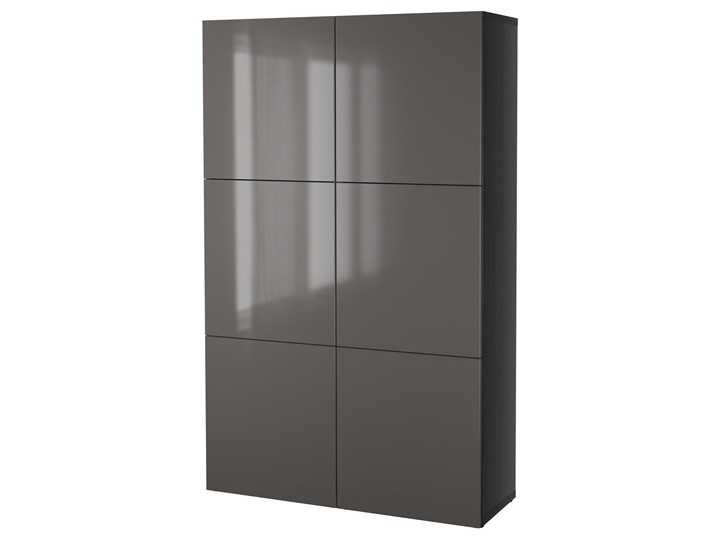 IKEA BESTÅ Kombinacja z drzwiami, Czarnybrąz/Selsviken połysk/szary, 120x40x192 cm Płyta laminowana Rodzaj drzwi Uchylne