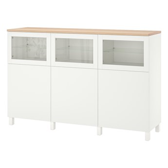 IKEA BESTÅ Kombinacja z drzwiami, Lappviken/Stubbarp/Sindvik białe szkło przezroczyste, 180x42x114 cm