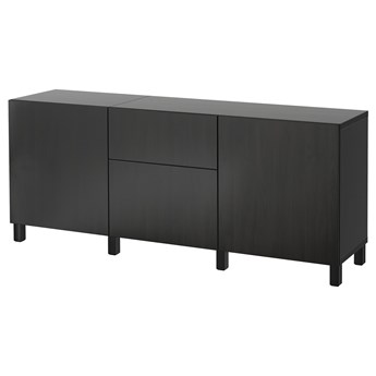 IKEA BESTÅ Kombinacja z szufladami, Czarnybrąz/Lappviken/Stubbarp czarnybrąz, 180x42x74 cm