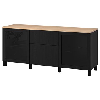 IKEA BESTÅ Kombinacja z szufladami, Sindvik czarny/Lappviken/Stubbarp czarnybrąz, 180x42x76 cm