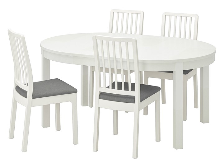 IKEA BJURSTA / EKEDALEN Stół i 4 krzesła, biały/Orrsta jasnoszary, 115 cm Kategoria Stoły z krzesłami