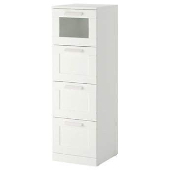 IKEA BRIMNES Komoda, 4 szuflady, biały/szkło matowe, 39x124 cm