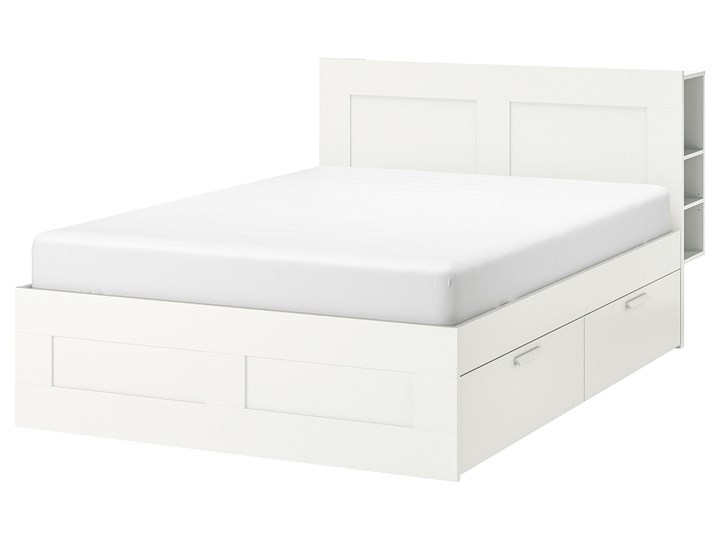 IKEA BRIMNES Rama łóżka z pojemnikiem, zagłówek, biały, 140x200 cm