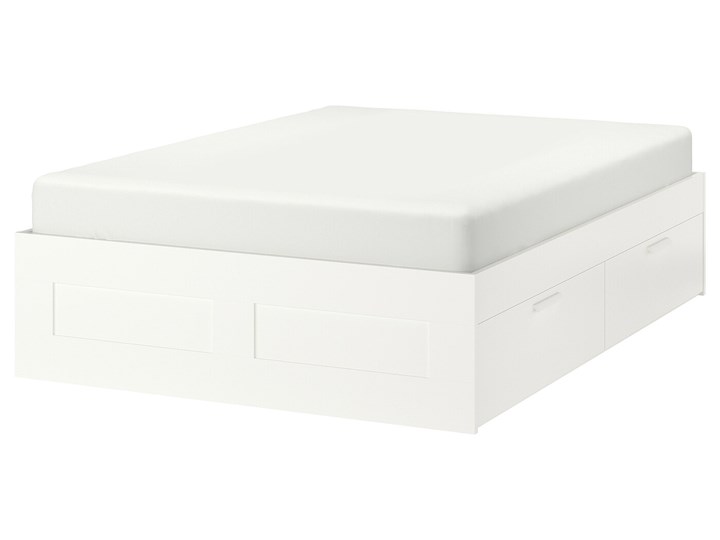 IKEA BRIMNES Rama łóżka z szufladami, biały, 140x200 cm Łóżko drewniane Tkanina Kategoria Łóżka do sypialni