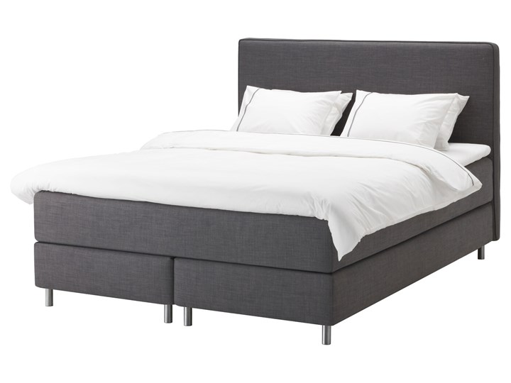IKEA DUNVIK Łóżko kontynentalne, Vatneström średnio twardy/Tistedal ciemnoszary, 180x200 cm Styl Klasyczny Łóżko tapicerowane Kategoria Łóżka do sypialni