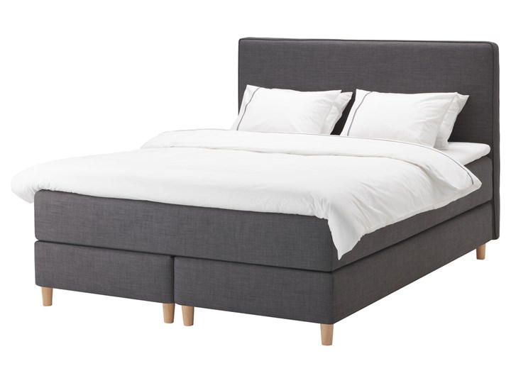 IKEA DUNVIK Łóżko kontynentalne, Vatneström twardy/średnio twardy/Tistedal ciemnoszary, 180x200 cm Łóżko tapicerowane Kategoria Łóżka do sypialni