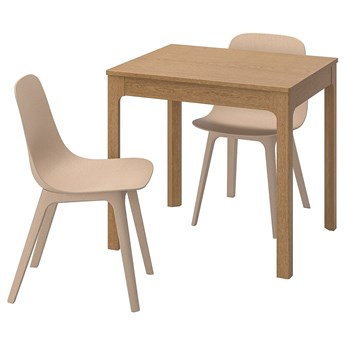 IKEA EKEDALEN / ODGER Stół i 2 krzesła, dąb/biały beżowy, 80/120 cm