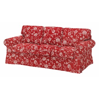IKEA EKTORP Sofa 3-osobowa, Virestad czerwony/biały, Szerokość: 218 cm