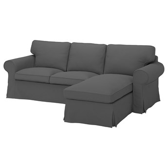 IKEA EKTORP Sofa 3-osobowa z szezlongiem, Hallarp szary, Szerokość: 252 cm
