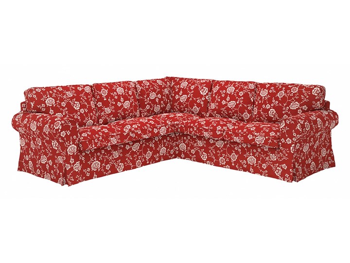 IKEA EKTORP Sofa narożna 4-osobowa, Virestad czerwony/biały, Minimalna szerokość: 243 cm Prawostronne Lewostronne Liczba miejsc Czteroosobowy
