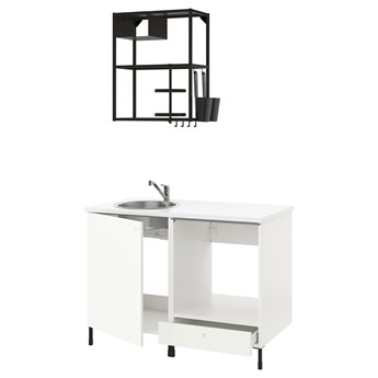 IKEA ENHET Kuchnia, antracyt/biały, 123x63.5x222 cm
