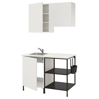 IKEA ENHET Kuchnia, antracyt/biały, 123x63.5x222 cm