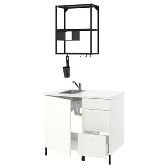 IKEA ENHET Kuchnia, antracyt/biały, 103x63.5x222 cm