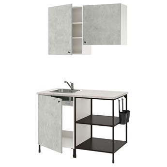 IKEA ENHET Kuchnia, antracyt/imitacja betonu, 123x63.5x222 cm