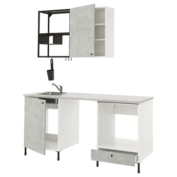 IKEA ENHET Kuchnia, antracyt/imitacja betonu, 183x63.5x222 cm