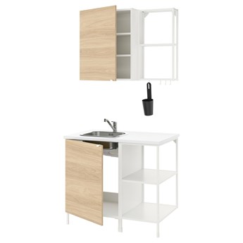 IKEA ENHET Kuchnia, biały/imit. dębu, 103x63.5x222 cm