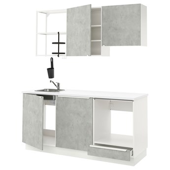 IKEA ENHET Kuchnia, biały/imitacja betonu, 183x63.5x222 cm