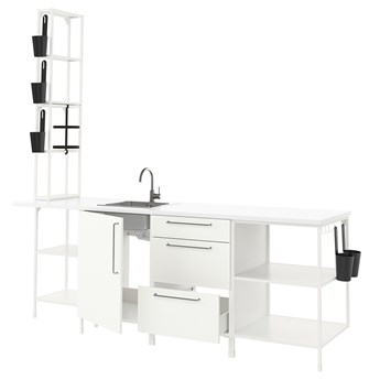IKEA ENHET Kuchnia, biały, 243x63.5x241 cm