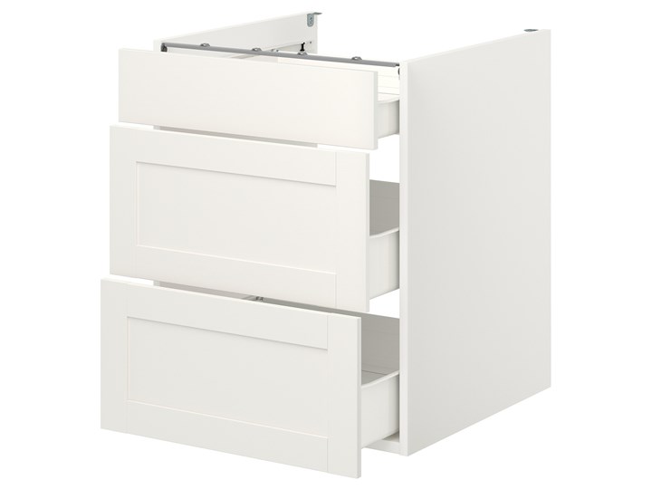 IKEA ENHET Szafka stojąca/3 szuflady, biały/biały rama, 60x62x75 cm Szafka dolna Płyta MDF Kategoria Szafki kuchenne