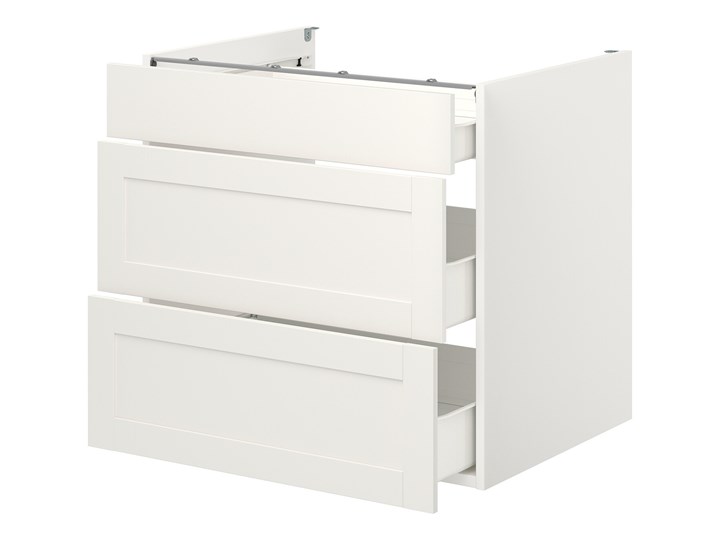 IKEA ENHET Szafka stojąca/3 szuflady, biały/biały rama, 80x62x75 cm Płyta MDF Szafka dolna Kategoria Szafki kuchenne