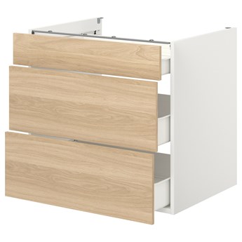 IKEA ENHET Szafka stojąca/3 szuflady, biały/imit. dębu, 80x62x75 cm