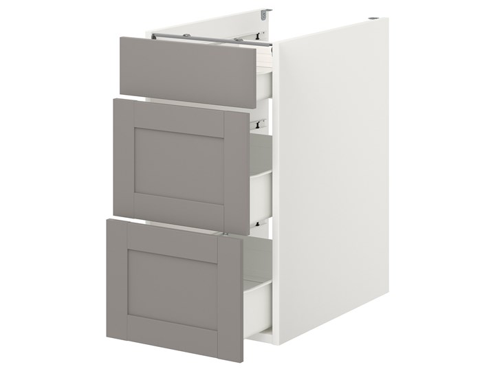 IKEA ENHET Szafka stojąca/3 szuflady, biały/szary rama, 40x62x75 cm