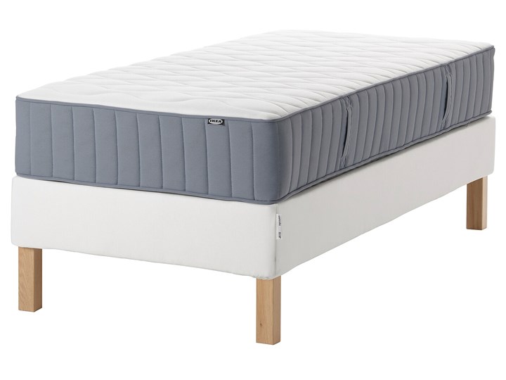 IKEA ESPEVÄR/VÅGSTRANDA Łóżko kontynentalne, biały/średnio twardy jasnoniebieski, 90x200 cm Łóżko pikowane Kategoria Łóżka do sypialni Pojemnik na pościel Bez pojemnika