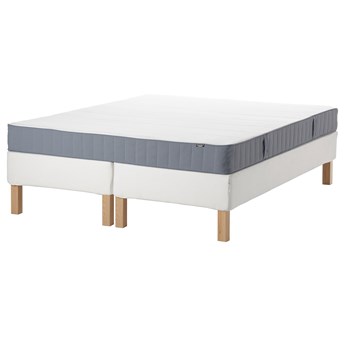 IKEA ESPEVÄR/VESTMARKA Łóżko kontynentalne, biały/średnio twardy jasnoniebieski, 160x200 cm