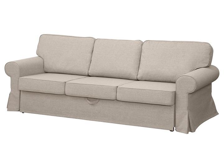 IKEA EVERTSBERG Rozkładana sofa 3-osobowa, z pojemnikiem beżowy, Wysokość łóżka: 45 cm