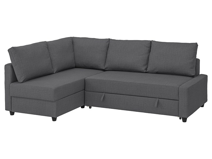 IKEA FRIHETEN Narożnik z funkcją spania, z dodatkowymi poduchami oparcia/Skiftebo ciemnoszary, Szerokość: 230 cm Liczba miejsc Dwuosobowy Lewostronne Kategoria Narożniki